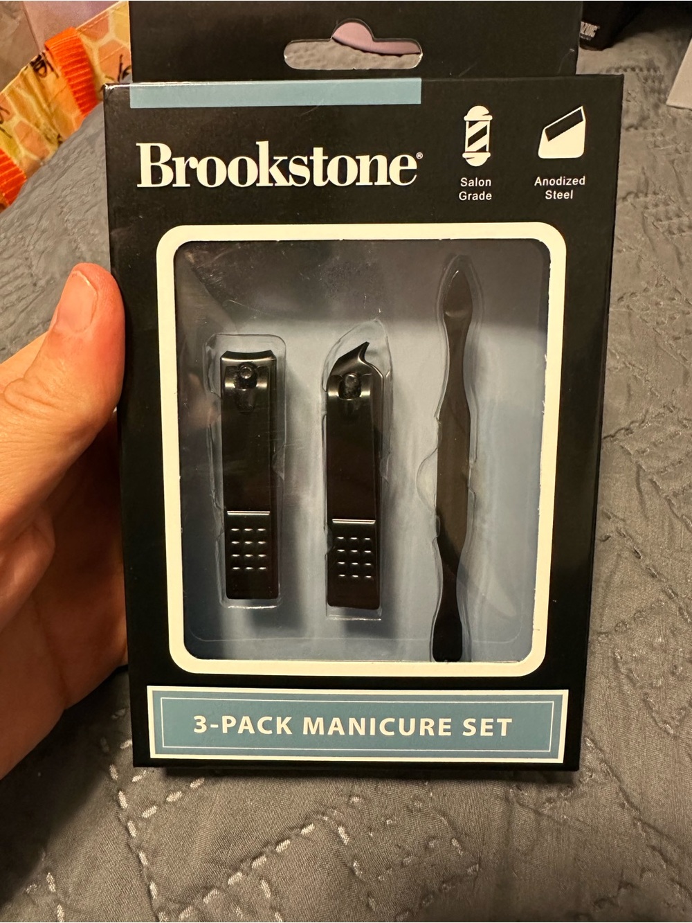 Brookstone 3-Pack Manicure Set Salon Grade Anodized Steel